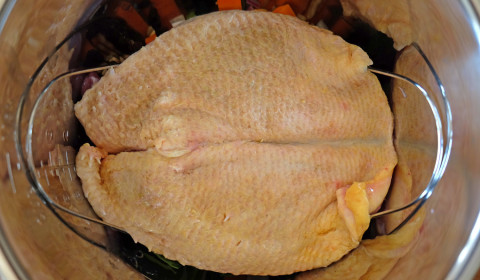 il petto d'anatra adagiato sulla griglia della instant-pot