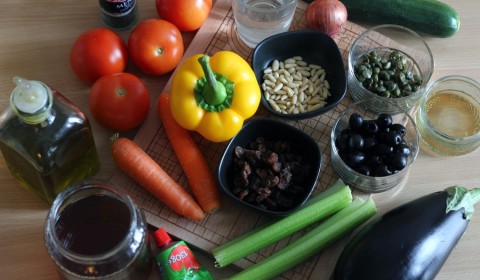 ingredienti per ricetta Caponata Slow Cooker